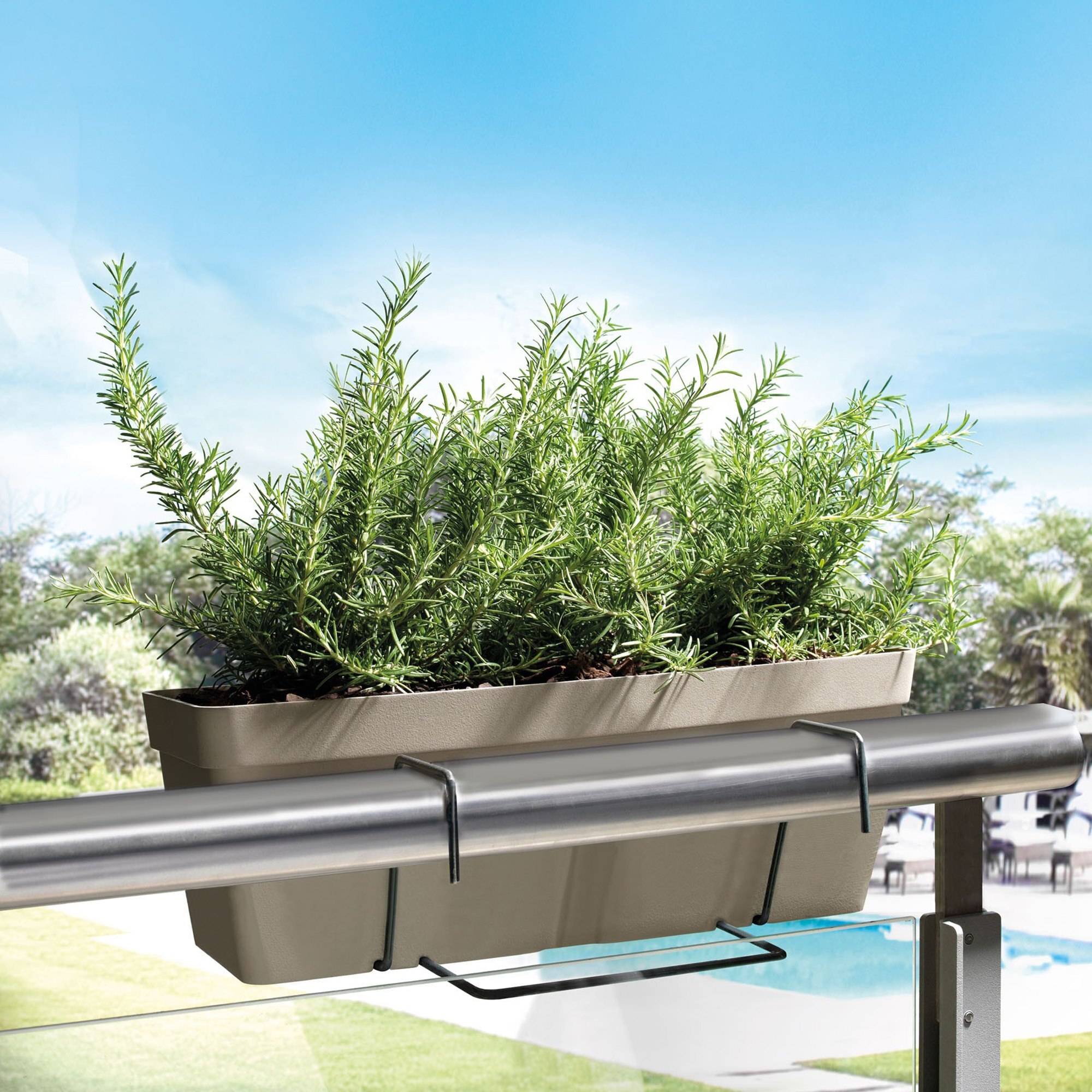 Jardinera con escuadra de fijación cuadrada gris