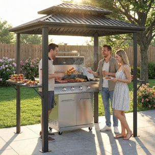 Abri pour barbecue métal aluminium - pergola - 2,31 x 1,65 x 2,46 m - noir