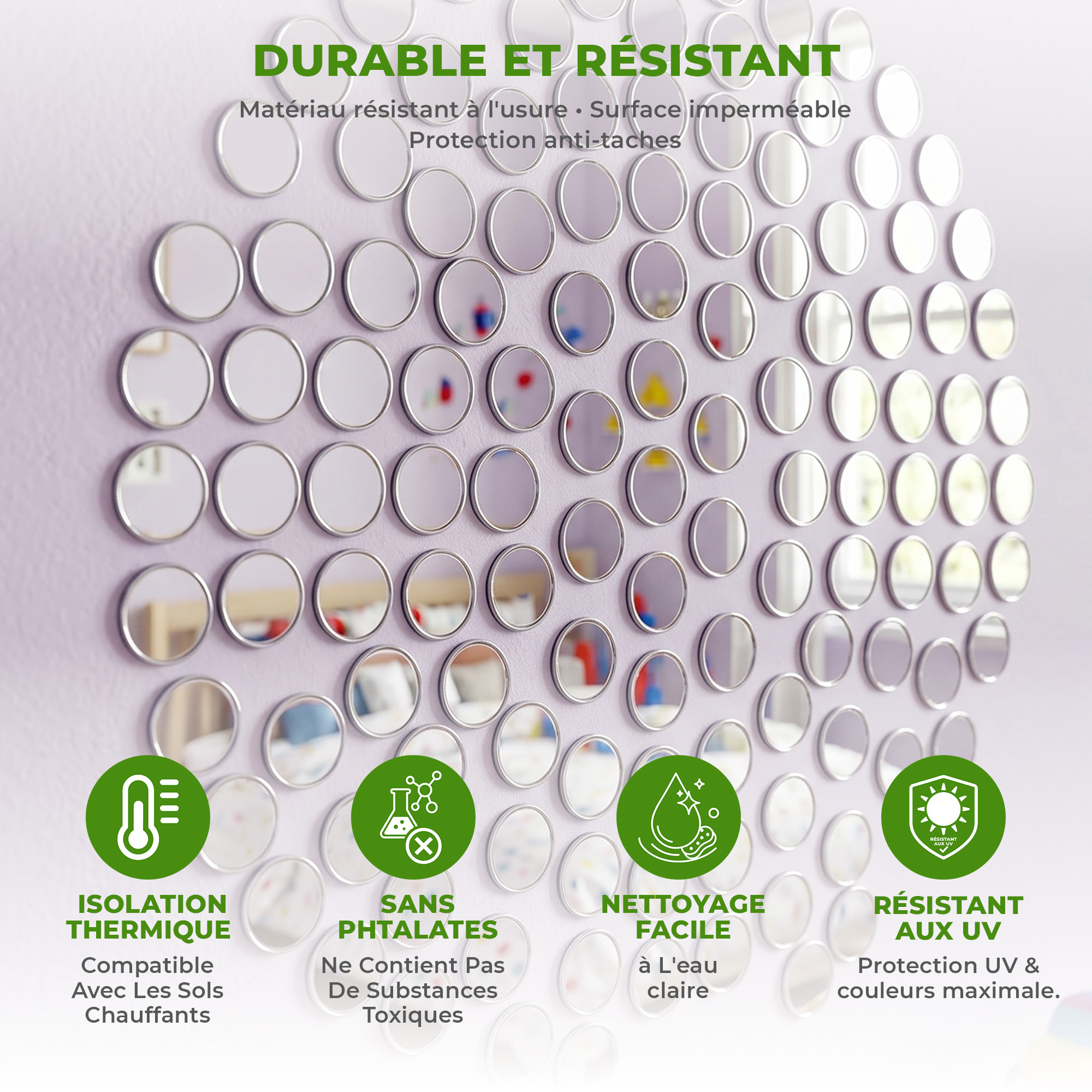 Pack de 100 cercles en papier adhésifs 3D métal argentés