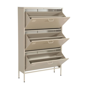 Meuble à chaussures industriel métal crème 3 tiroirs - 80 x 29 x 132.5 cm - Alabama