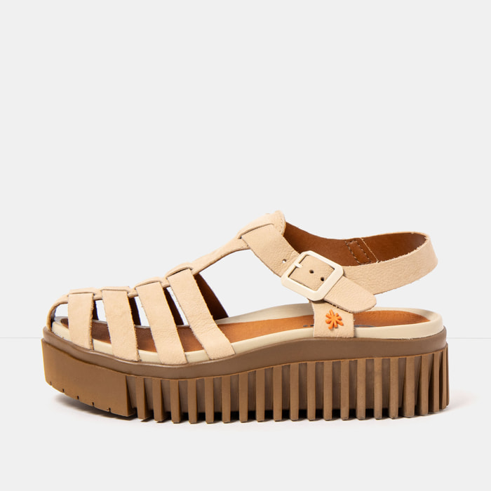 Sandalia de cuña 1575 NOBUCK CREAM-CARAMELO/BRIGHTON color Cream-caramelo