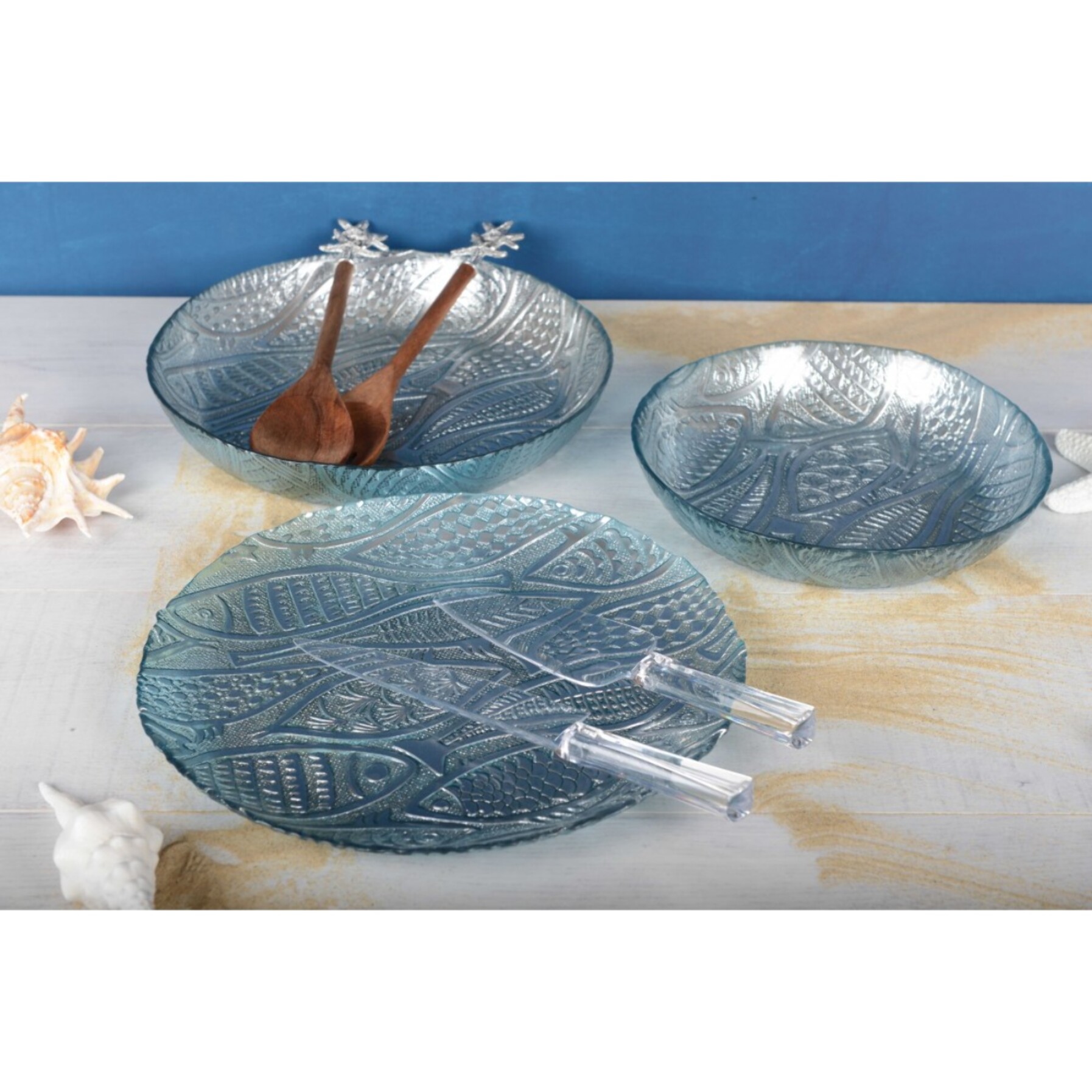 Coupe creuse poisson bleu clair 30.5cm