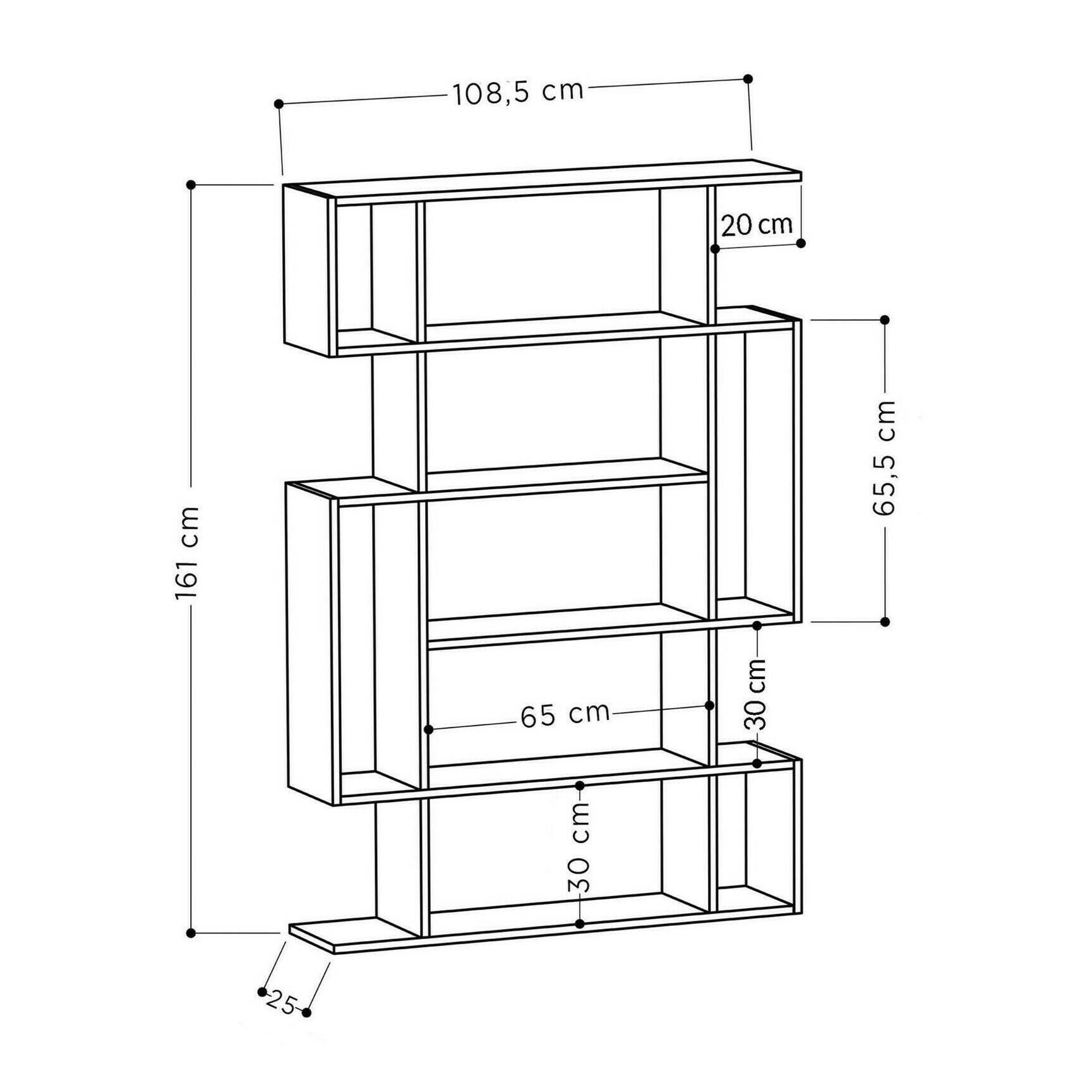 Libreria Daba, Scaffale da ufficio, Mobile portalibri, Biblioteca, 110x26h161 cm, Antracite e Beige