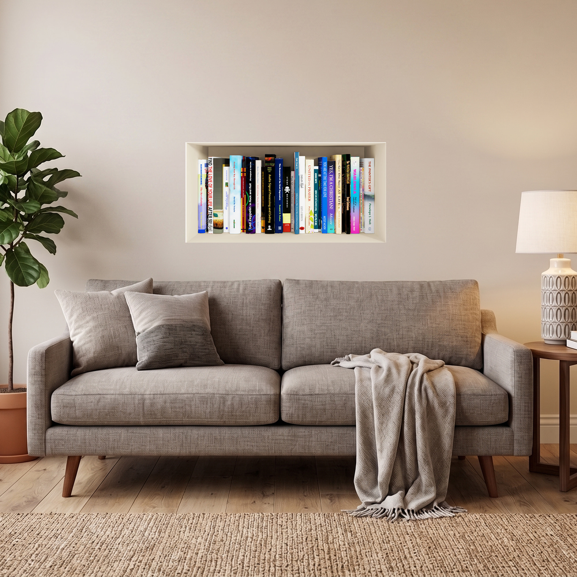 Stickers muraux 3D | Sticker Mural Autocollant effet 3D livres 1ère partie - Stickers adhésifs 3D Chambre Salon Trompe l'oeil