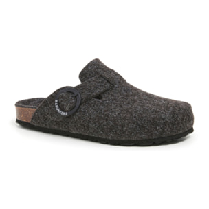 Zueco de polyester reciclado con hebilla circular. BABUNKERS NEGRO