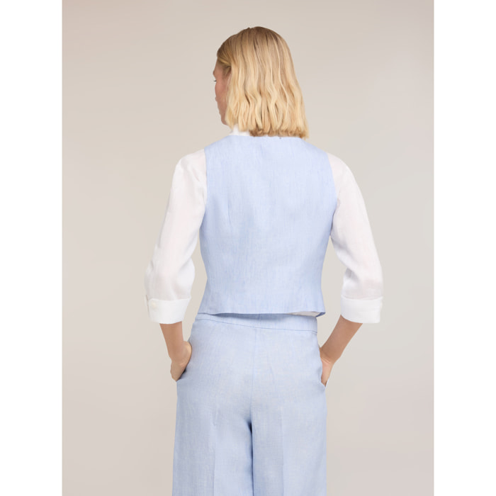 Motivi - Gilet sartoriale in lino - Azzurro