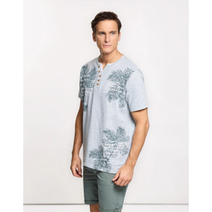 Camiseta Manga Corta Estampado Tropical Verde - Cliffs