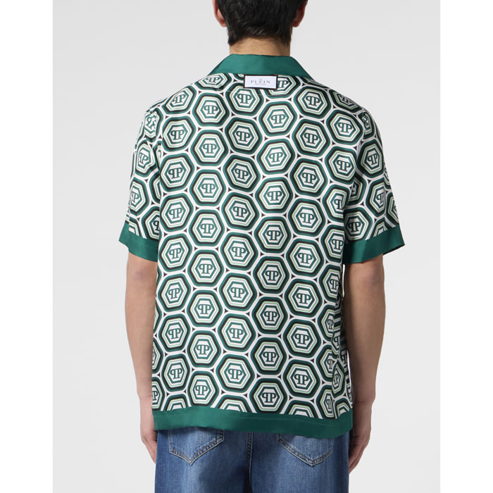 PHILIPP PLEIN Silk Bowling Shirt Monogram 70's