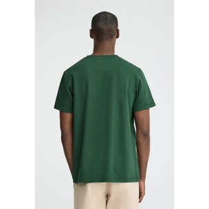 Camiseta verde botella de cuello redondo con parche Polo Club