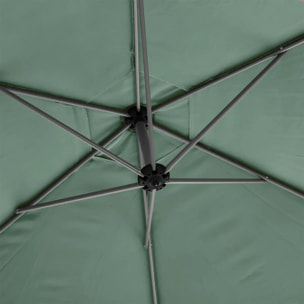 Parasol déporté rond "Manoa" vert olive & gris quartz 3m en aluminium traité époxy