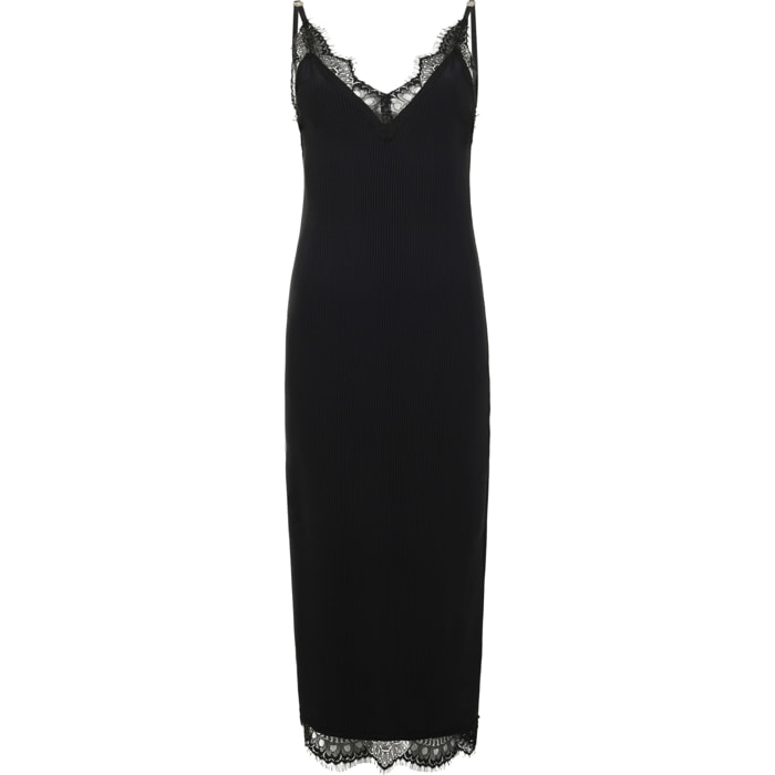 PHILIPP PLEIN Shiny Rib Maxi Tank Dress Lace
