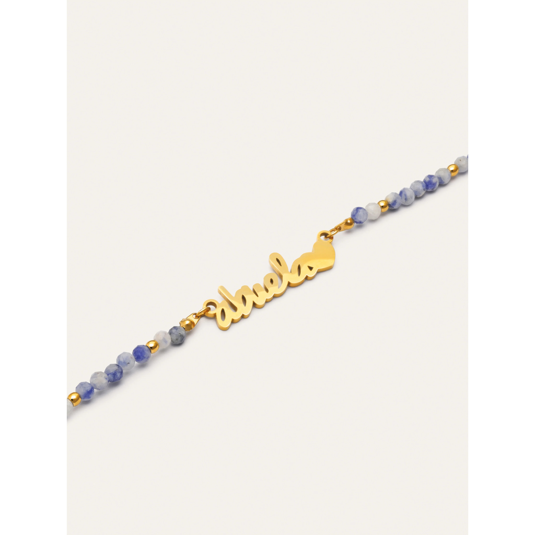 Collar Abuela Heart Cianita Acero Baño Oro