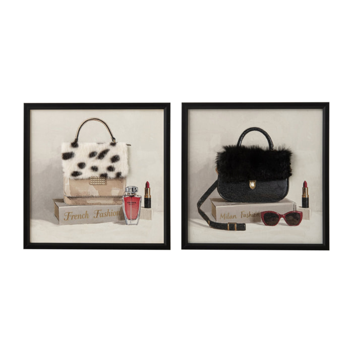 J-Line tableaux sac à  main - MDF - multicolore - assortiment de 2