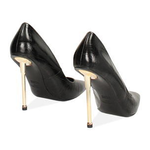Décolleté nera con stampa cocco tacco 11 cm