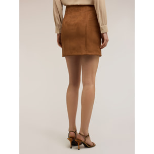 Motivi - Minigonna linea ad A con zip - Marrone