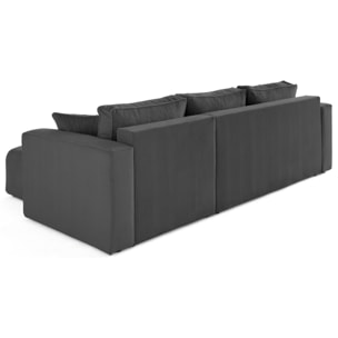 Topaze - canapé d'angle déhoussable réversible 4 places en velours côtelé - Gris