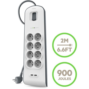 Multiprise USB BELKIN 8 prises parafoudres + 2 USB