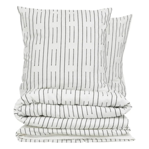Parure de lit Kain coton blanc/noir 240x220cm
