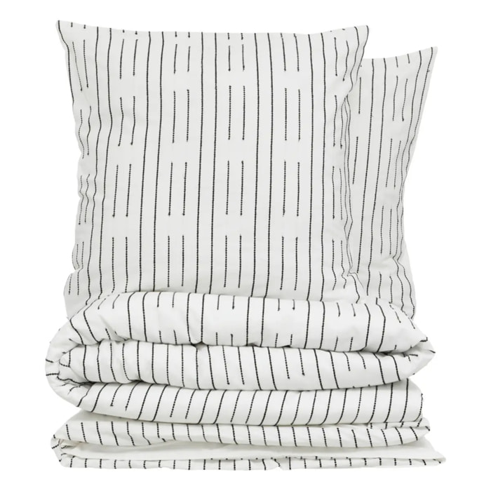 Parure de lit Kain coton blanc/noir 240x220cm