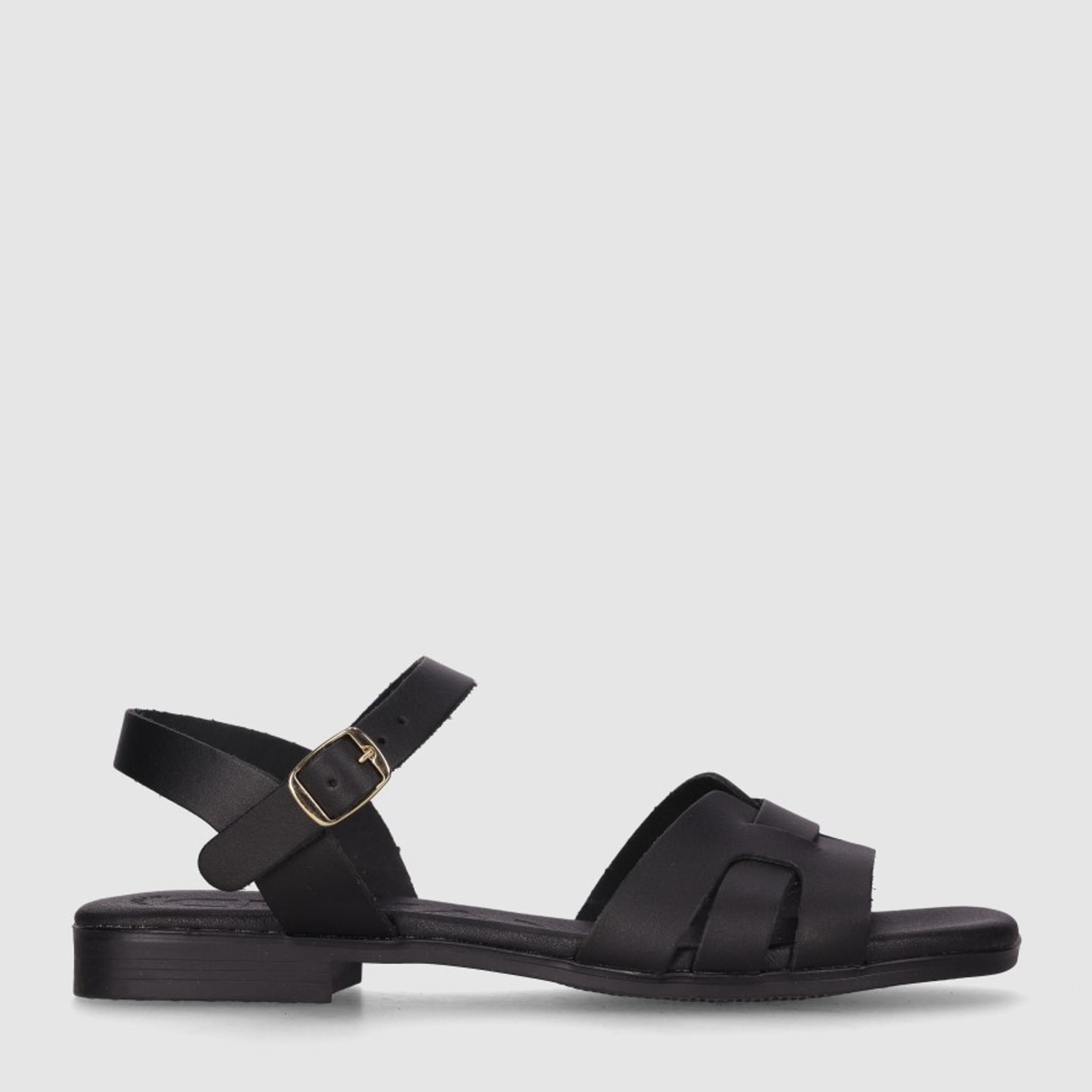 Sandalias de Piel - Negro - Tacón: Bajo
