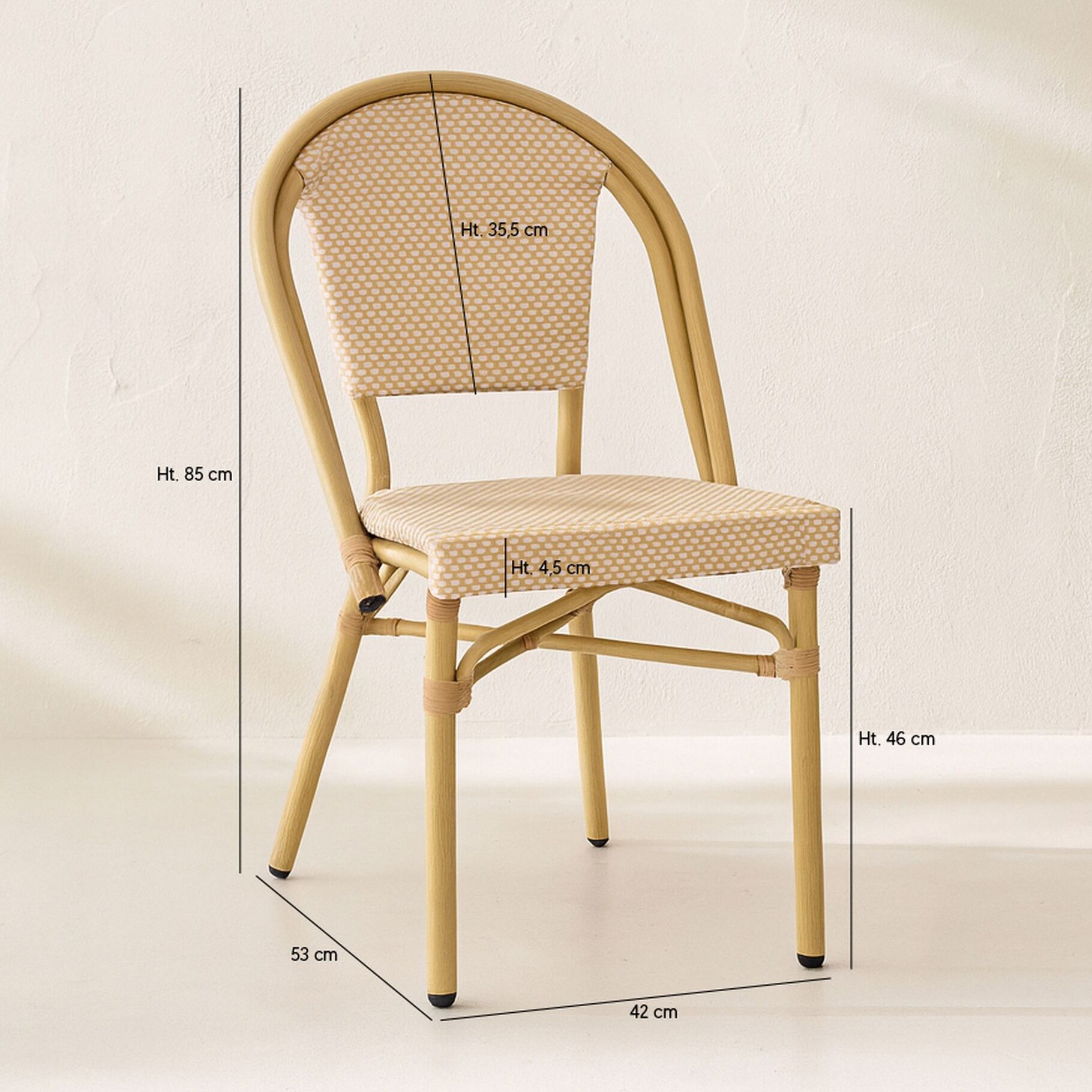 Lot de 2 fauteuils de table beige et structure en aluminium AMALFI