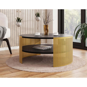 Cruz - table basse ronde - noir et doré - 1 niche - 75 cm - Noir / Doré