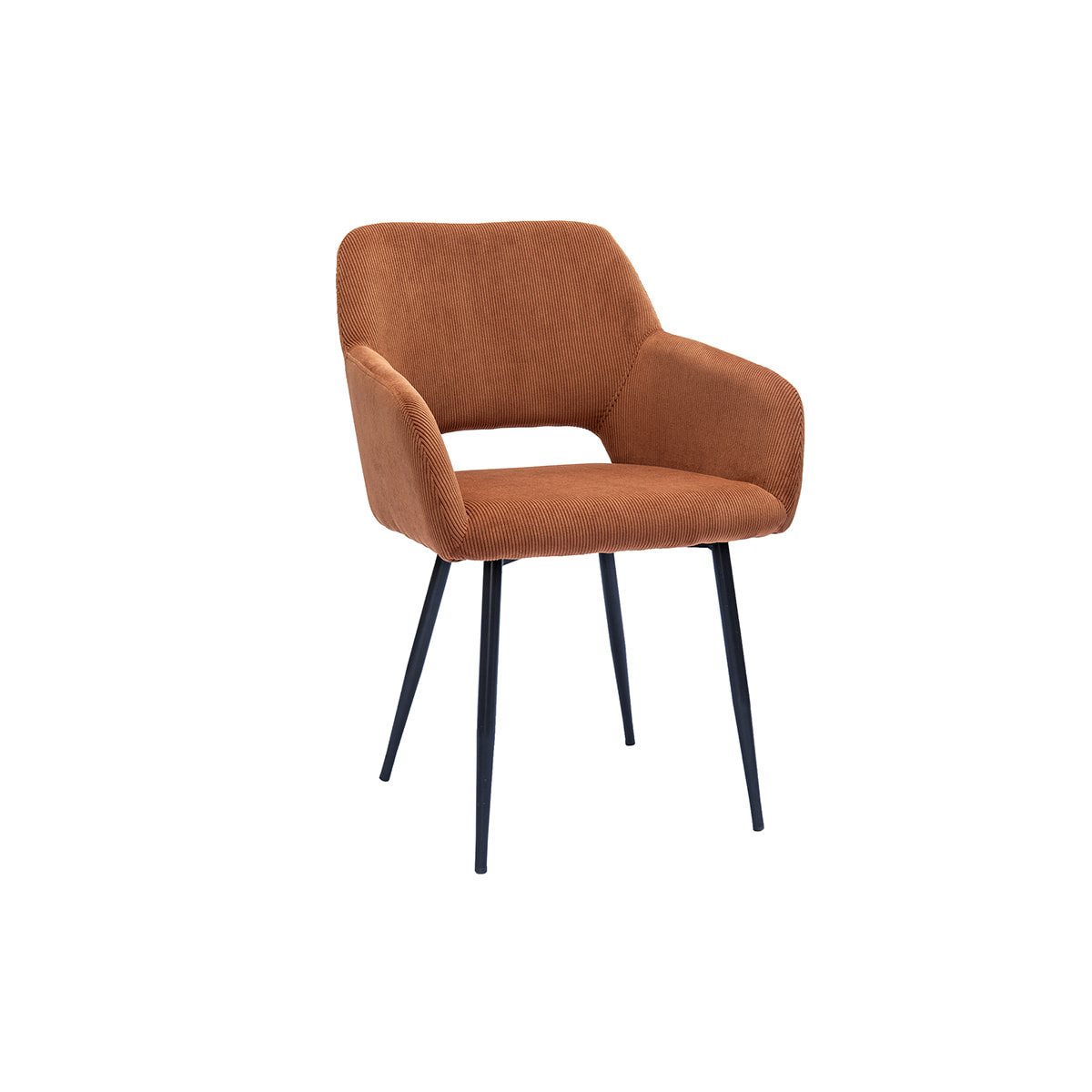 Chaises en tissu velours côtelé terre brûlée et métal noir (lot de 2) LAURETTE