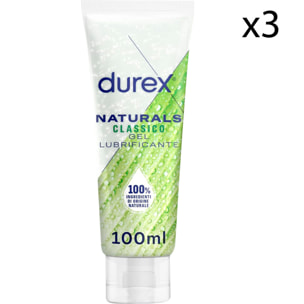 3x Durex Naturals Classico Gel Lubrificante Intimo con Ingredienti 100% di Origine Naturale - 3 Flaconi da 100ml