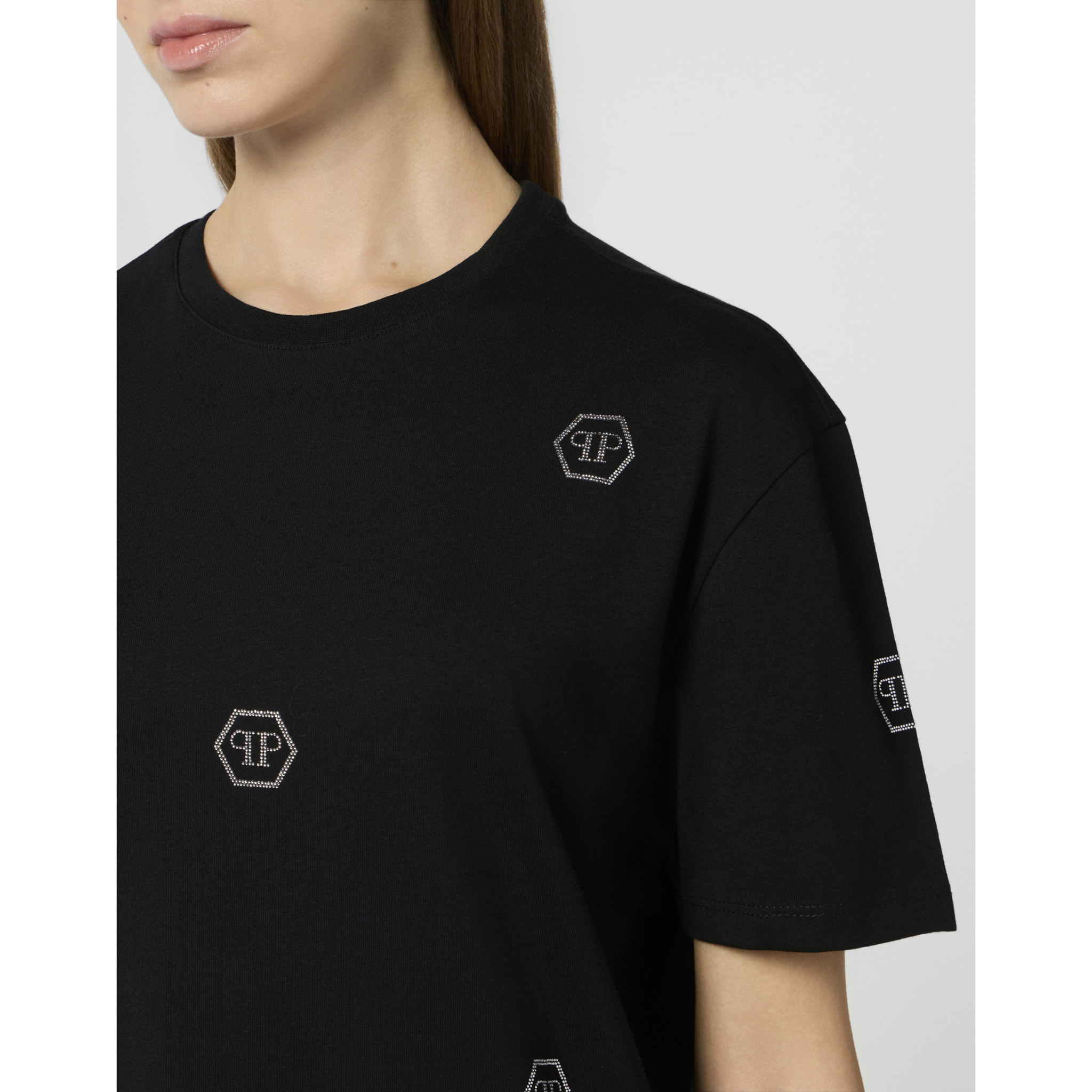 PHILIPP PLEIN Man Fit T-Shirt Mini Monogram Crystal Monogram