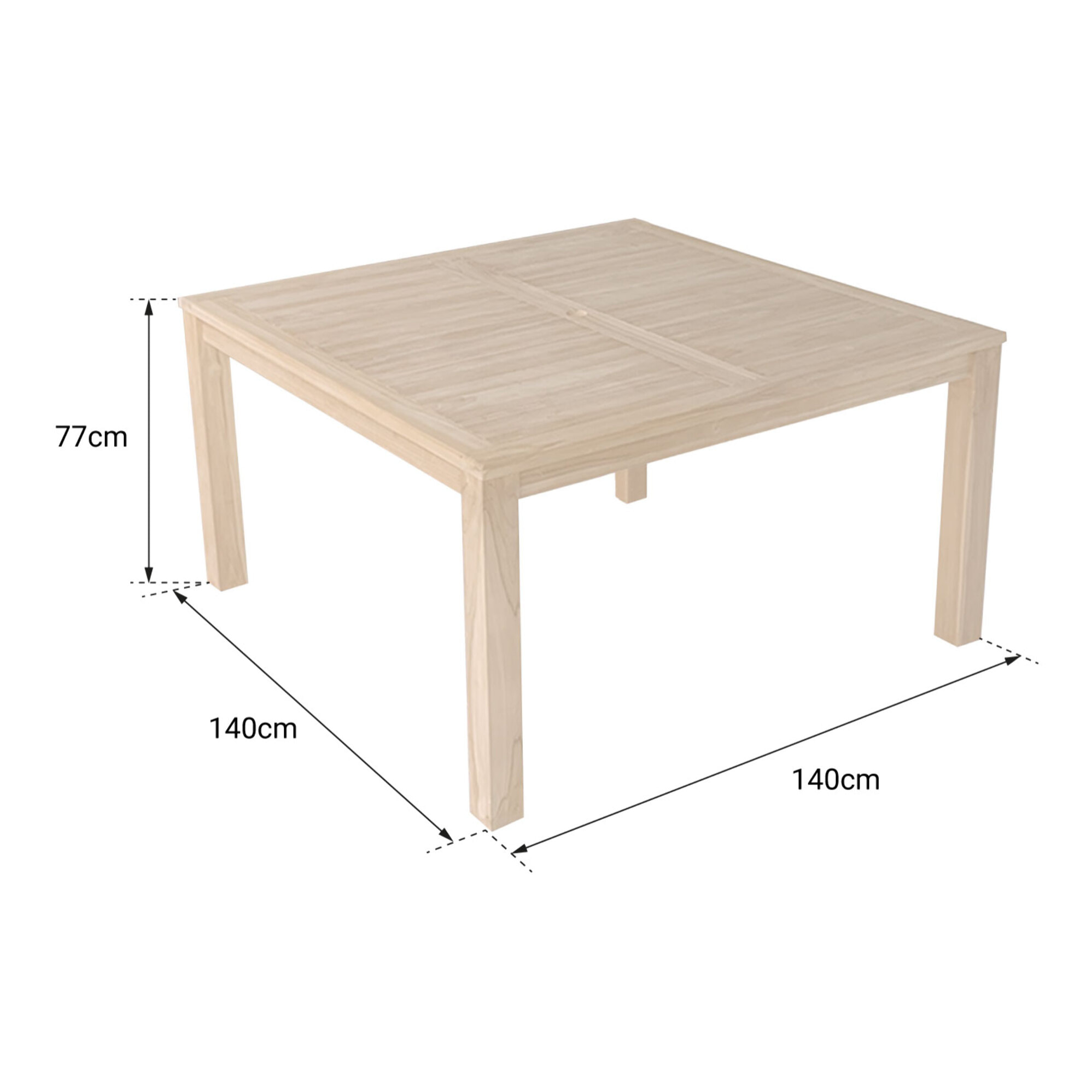 Table carrée 140cm en teck JAVA