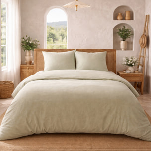 Parure housse de couette 3pcs 100% coton lavé vintage slub tajunie naturel