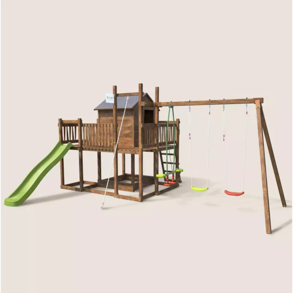 Aire de jeux pour enfant maisonnette avec portique et corde à  grimper - TENERIFE