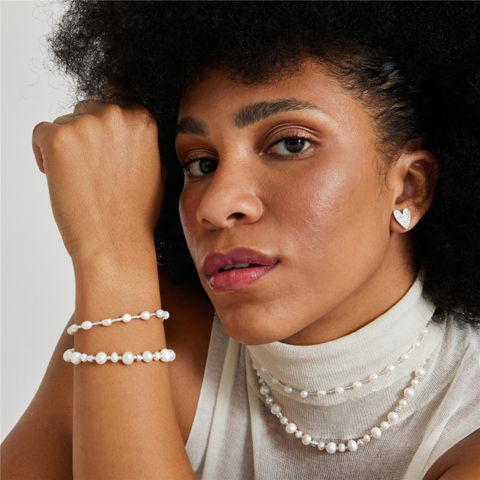 Pendientes Lux by Lux acabados en baño de rodio