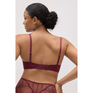 Reggiseno imbottito con ferretto in pizzo granato, coppe B e C