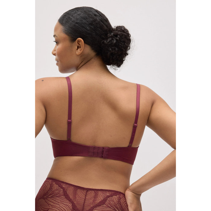 Reggiseno imbottito con ferretto in pizzo granato, coppe B e C