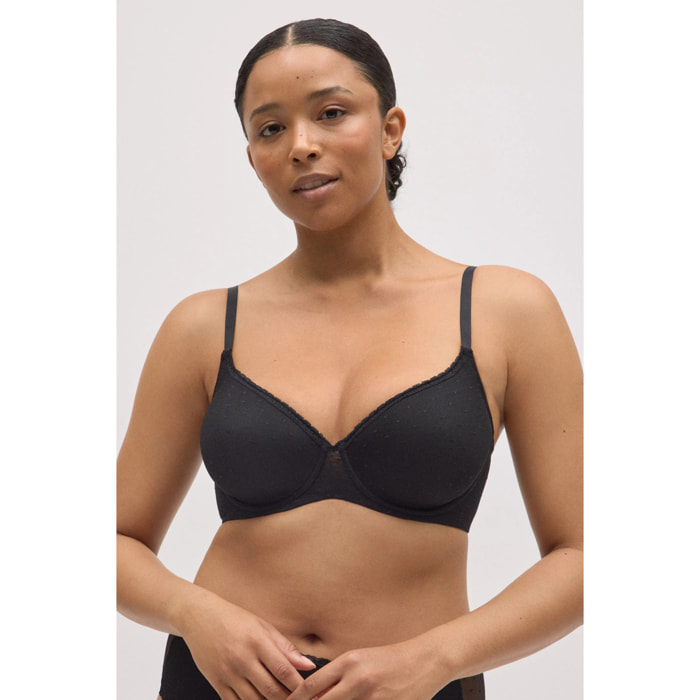 Reggiseno imbottito con ferretto nero, coppe C e D