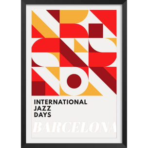 Poster international jazz days barcelona Affiche + cadre en bois - Noir
