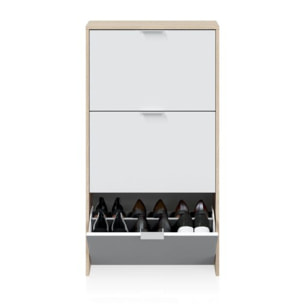 Zapatero Remi de 3 puertas Roble - Blanco