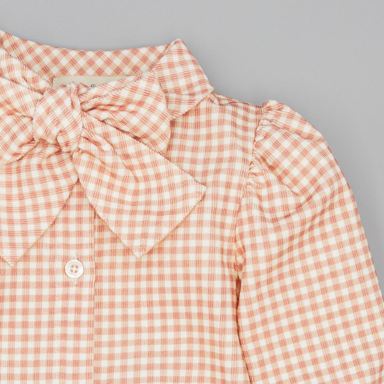 Camisa Rosa De Pana Con Cuadros y Lazo