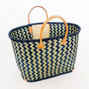 Panier artisanal de Madagascar - Toama GM Bleu marine