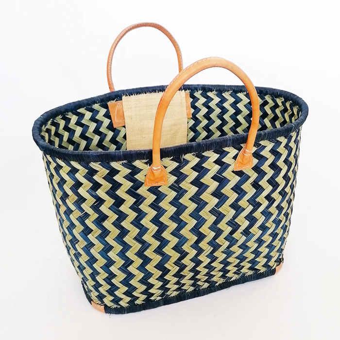 Panier artisanal de Madagascar - Toama GM Bleu marine