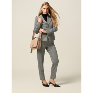 Oltre - Blazer pied-de-poule in punto milano - Grigio