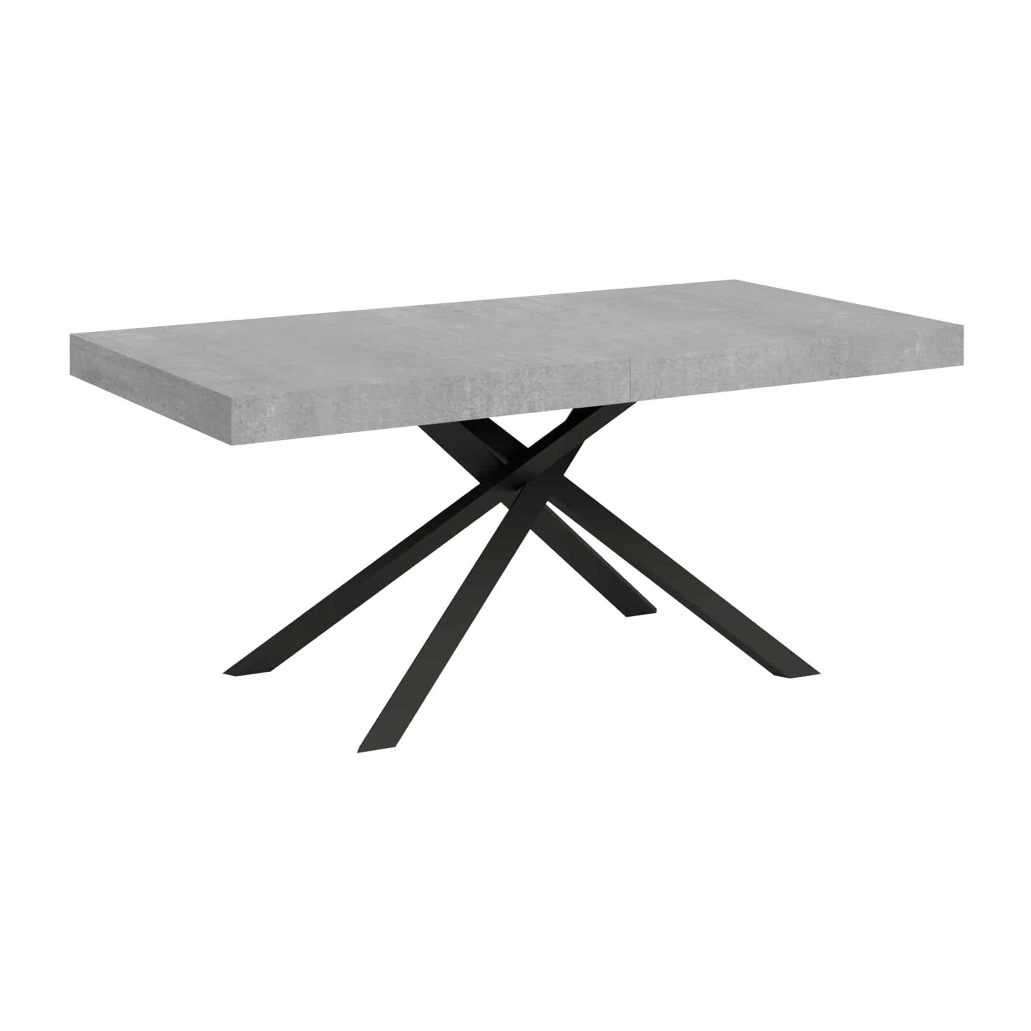 Table extensible 90x200/460cm Karida gris béton pieds anthracite