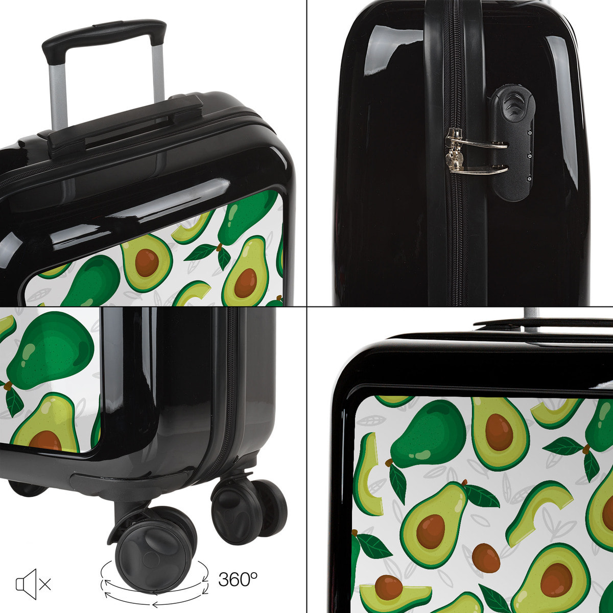 Juego De Maletas Pc Itaca Base Negro Negro Aguacate