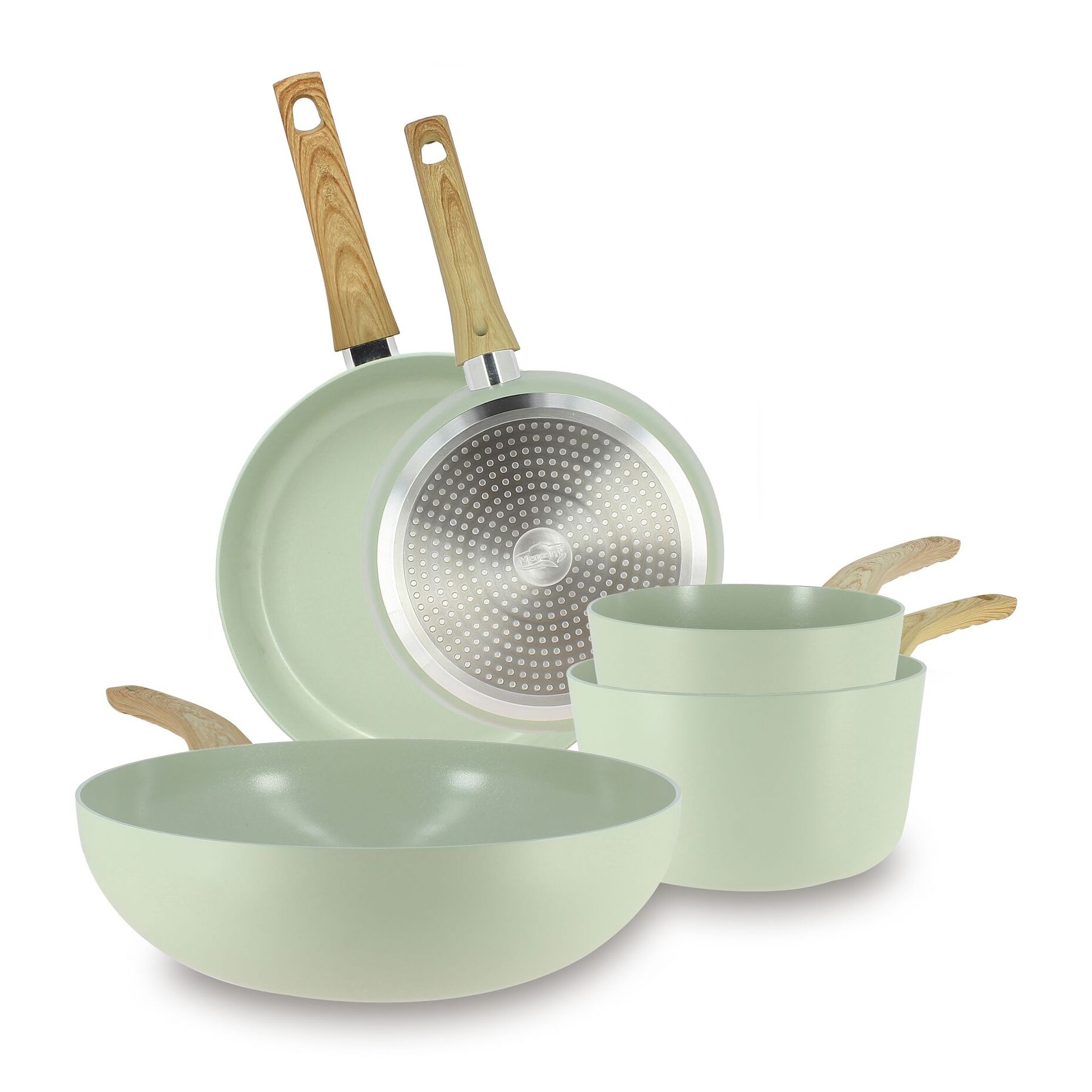 Batterie de cuisine 5 pièces en aluminium recyclé céladon - tous feux CELADON