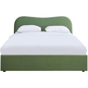 Lit coffre avec tête de lit en velours - SUZON