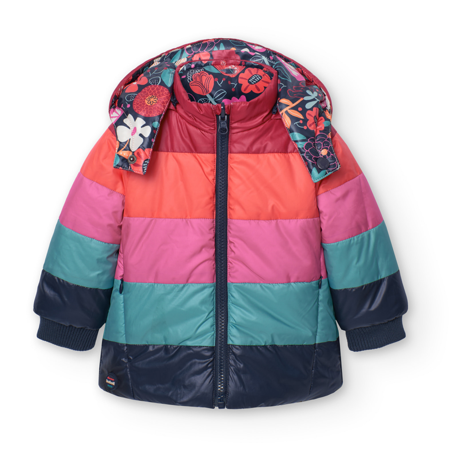 Parka reversible flores de bebé niña