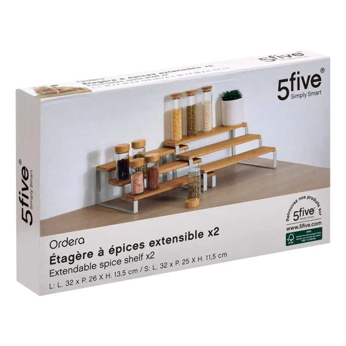 Etagère à épices Ordera extensible L32cm en bois gris
