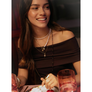 Collar Pompeya Acero Baño Oro