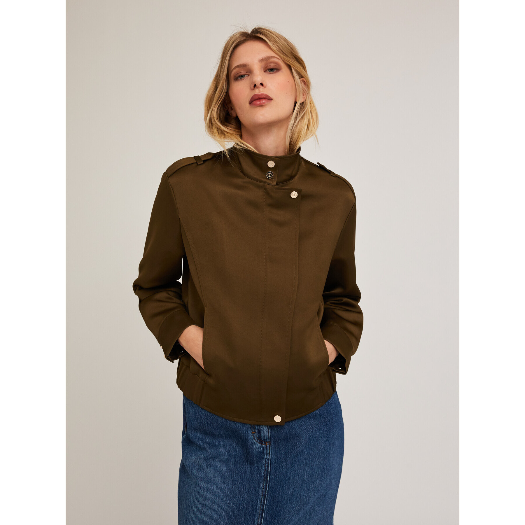 Motivi - Giacca bomber satin - Verde militare